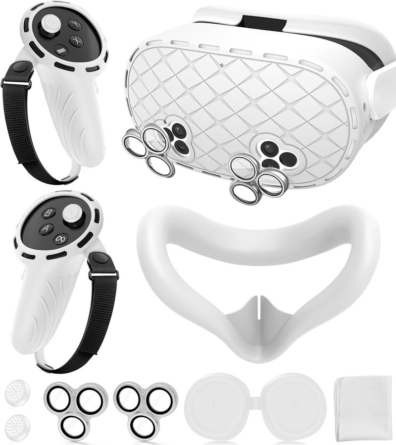 ms cleo Silicone Cover Set Compatible with Meta/Oculus Quest 3s Accessories, Silicone Face Cover, Controller Grip Cover, Camera Lens Protector, VR Shell Cover, Protective Lens Cover, Not Fit Quest 3 - Image 1